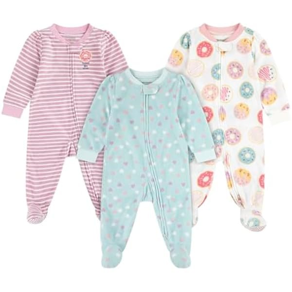 3-pack Footed Fleece Paj